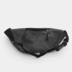 Sac banane en nylon gris chiné, vue arrière avec sangle réglable à boucle plastique noire