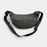 Grand Sac Banane Nylon Ripstop Quadrillé Imperméable Sac banane nylon ripstop quadrillé noir vue arrière, avec sangle réglable à boucle plastique noire