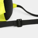 Sac Banane Technique Gorpcore Outdoor Nylon Ripstop Sac banane outdoor nylon jaune fluo, vue rapprochée arrière avec panneau mesh noir et boucle de sangle réglable