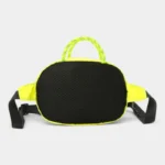 Sac Banane Technique Gorpcore Outdoor Nylon Ripstop Sac banane nylon jaune fluo vue arrière, avec panneau mesh noir et anse corde tressée