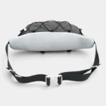 Grand Sac Banane Randonnée Dos Rembourré Sac banane en nylon ripstop noir vue arrière avec son panneau de dos en mesh alvéolé gris et sa ceinture à boucle clip