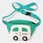 Sac banane enfant vert jade en nylon sangle déployée avec sa boucle clipsable de réglage