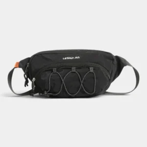 sac banane noir en nylon ripstop avec porte-gourde elastique