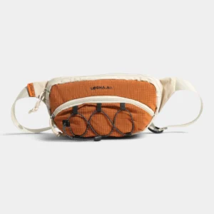 sac banane orange terracotta et ecru avec porte-gourde elastique