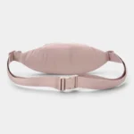 Sac Banane Randonnée Poche Gourde Nylon Déperlant Sac banane en nylon rose pâle vue arrière avec panneau dos uni et ceinture réglable à boucle clip