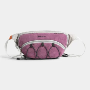 sac banane rose mauve et gris clair avec porte-gourde elastique