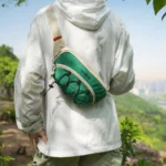 Sac Banane Bandoulière Randonnée Élastique Porte-Gourde sac banane vert porte en bandouliere croisee vu de dos