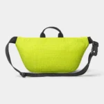 Sac banane jaune fluo vue arrière avec son panneau lisse en nylon ripstop quadrillé
