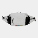 Sac Banane Trek Hydratation Roll-Top Sac banane blanc en tissu ripstop quadrillé de face avec poches latérales en filet noir
