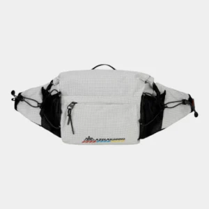 Sac banane blanc en tissu ripstop quadrillé de face avec poches latérales en filet noir
