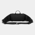Sac banane noir vue arrière avec son panneau dorsal en maille alvéolée et sa ceinture à boucle clip