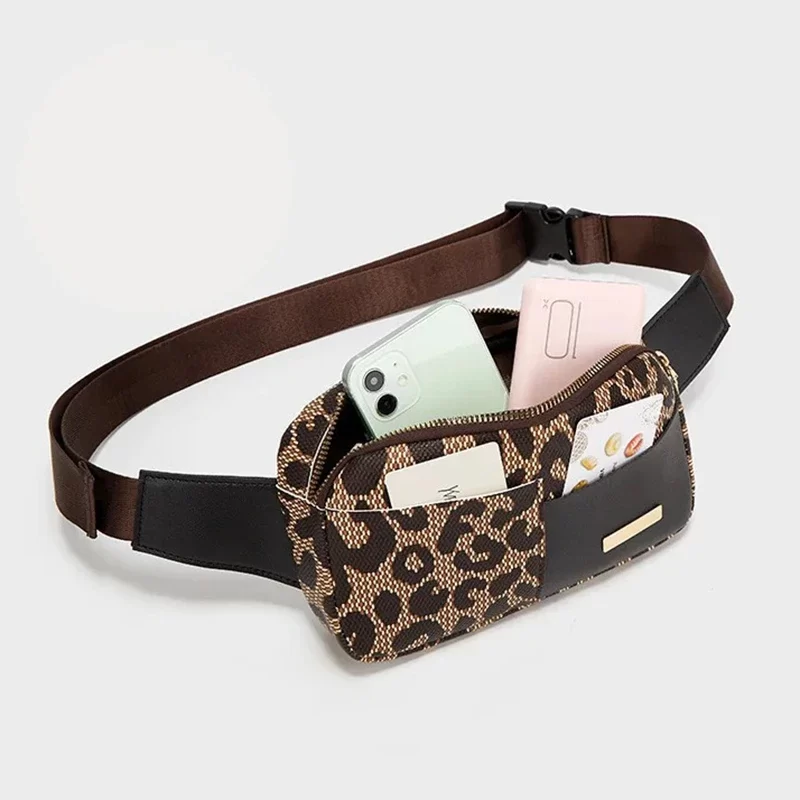 Banane Leopard Cuir grande poche Banane Leopard Cuir grande poche
