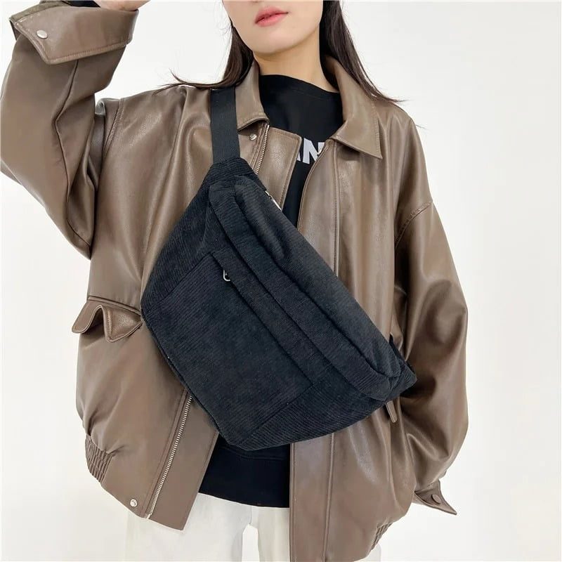 Grand Sac Banane Velours Noir Grand Sac Banane Velours Noir