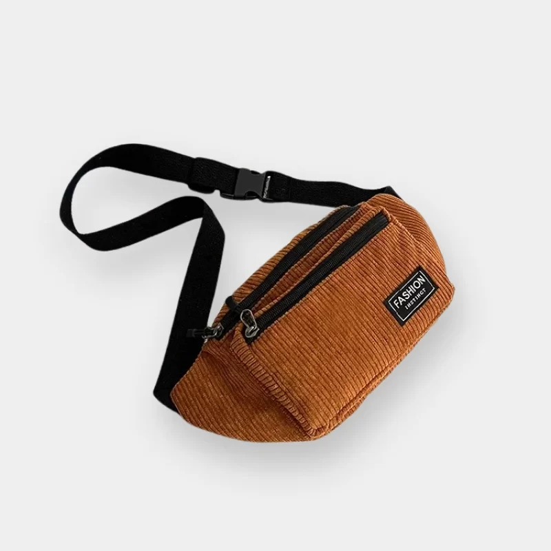 Sac Banane Homme Velours côtelé marron