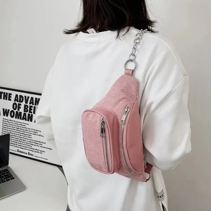 Sac Banane Velours Côtelé Rose 1