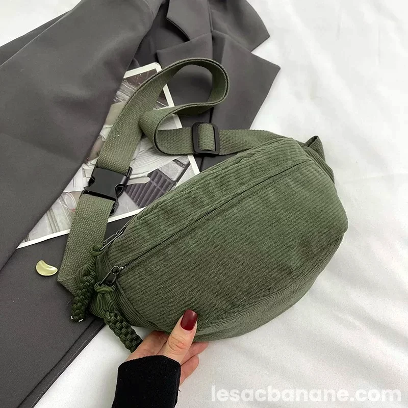 Sac Banane Velours Vert côtelé Sac Banane Velours Vert côtelé
