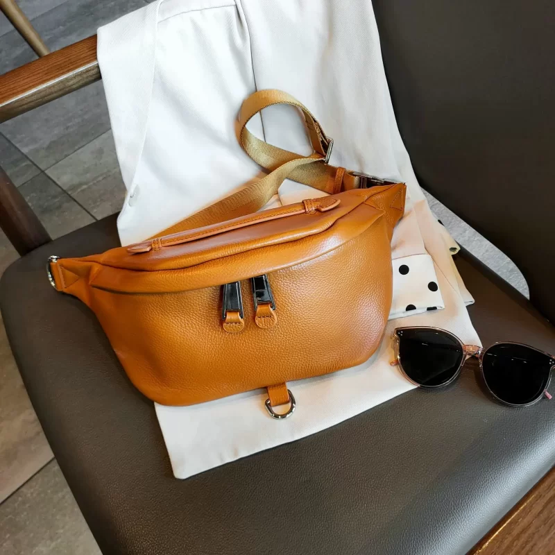 Sac Banane XXL Femme Cuir véritable grainé Marron Sac Banane XXL Femme Cuir véritable grainé Marron