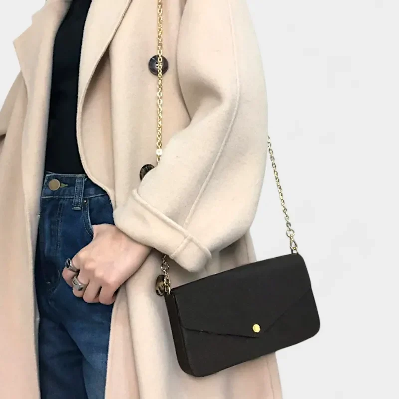 Bandoulière Chaine Dorée Sac portée à l’épaule, maillons ovales aplatis assortis à un style chic