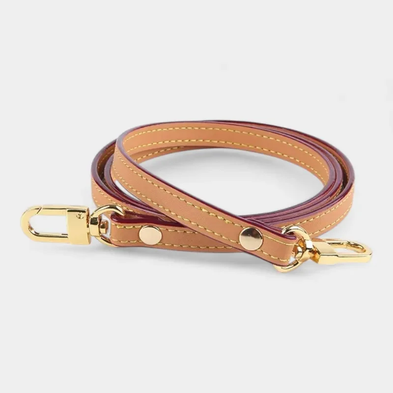 Bandoulière Cuir Fine camel avec tranches contrastées et mousquetons en métal doré