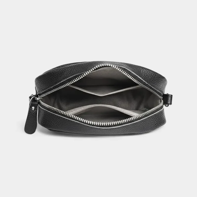 Sac Banane Femme Cuir Rectangulaire Bandoulière avec une poche ouverte et deux compartiments intérieurs