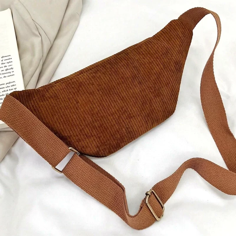 Sac Banane Velours Côtelé Femme camel arrière