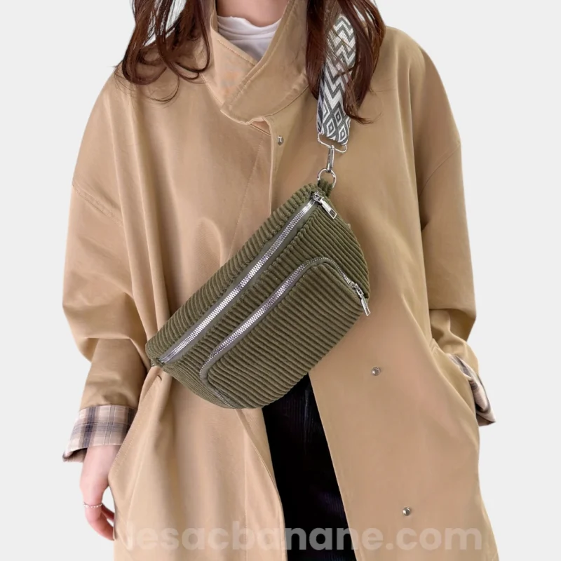 sac-banane-velours-vert-kaki-femme-bandouliere